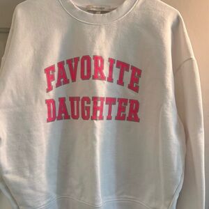 White 'Favorite Daughter' Sweatshirt with neon pink